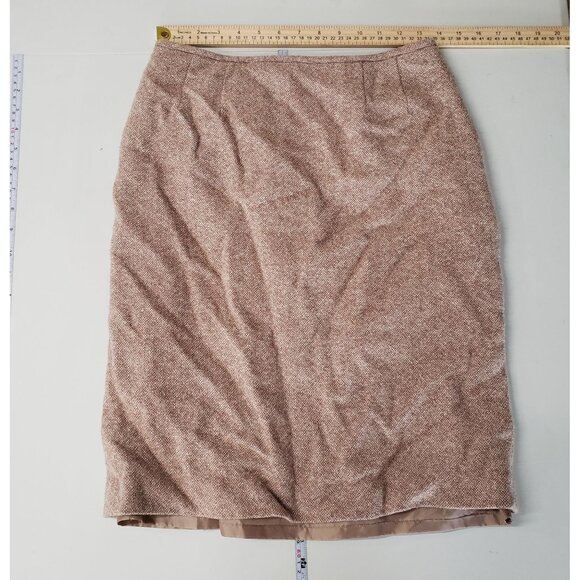 Tahari Tweed Pencil Skirt Size 6 Wool Silk Blend Brown Office Business Casual - Picture 3 of 4